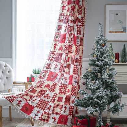 Christmas Festive Cotton Semi-shading Curtain - Hook - 59"W x 118"L - image 0