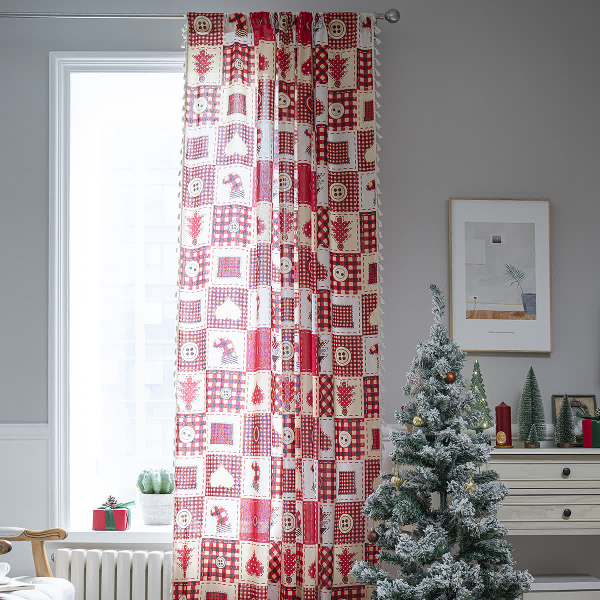 Christmas Festive Cotton Semi-shading Curtain - image 1