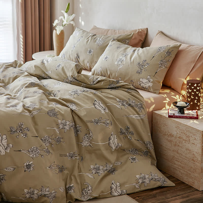 Brushed Cotton Soft Floral Bedding Set (4PCS) - King - image 0