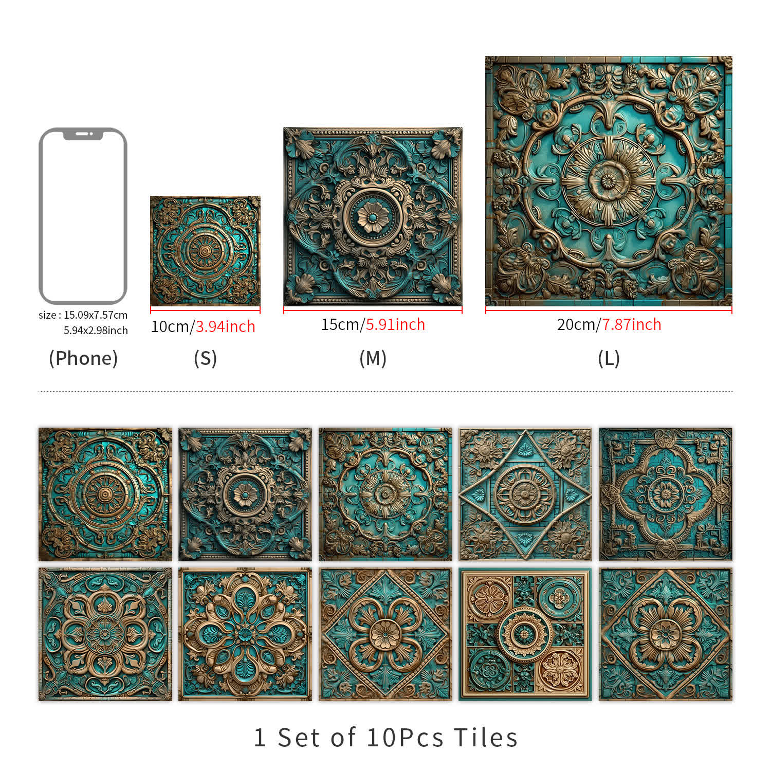 Vintage Mandala Waterproof Tile Stickers (10PCS) - image 6