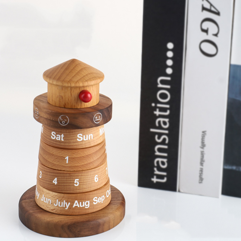 Wooden Lighthouse Desktop Calendar Ornament - image 2