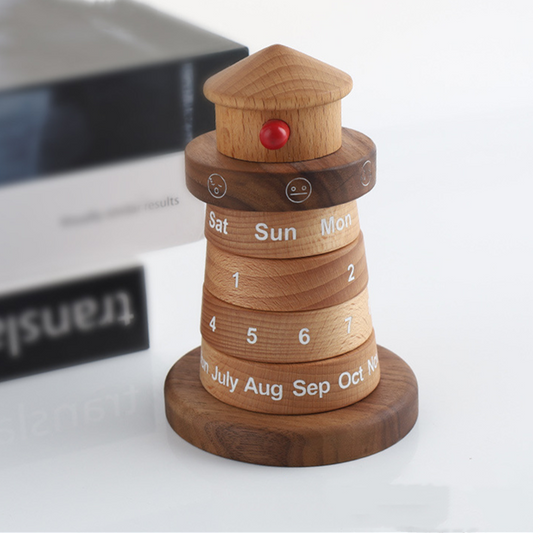 Wooden Lighthouse Desktop Calendar Ornament - 2.36''W x 2.36''L x 3.97''H  - image 0