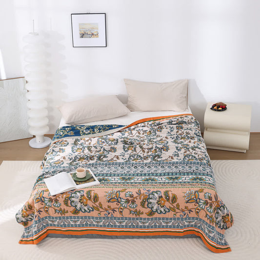 Retro Floral Cotton Gauze Comfy Quilt - Queen - image 0