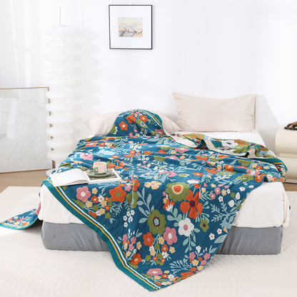 Cotton Gauze Bright Flowers Soft Quilt - image 3