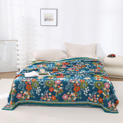 Cotton Gauze Bright Flowers Soft Quilt - Queen - image 0