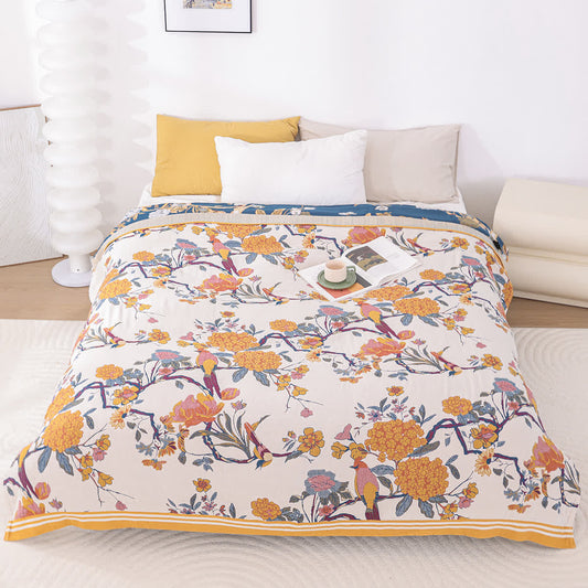 Blossoming Flower Cotton Gauze Lightweight Quilt - Queen - image 0