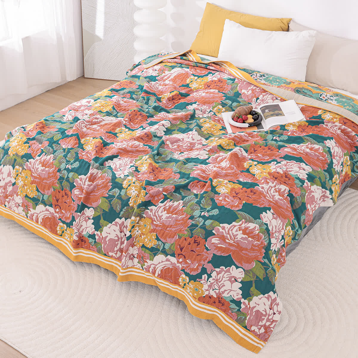 Elegant Bright Rose Cotton Gauze Blanket - image 3