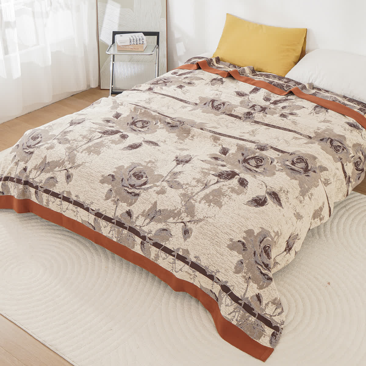 Cotton Gauze Rose Print Comfy Blanket - image 6