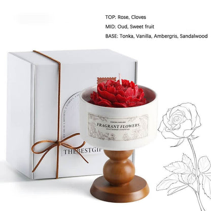 Elegant Camellia Ceramic Scented Candle - Rose - image 2