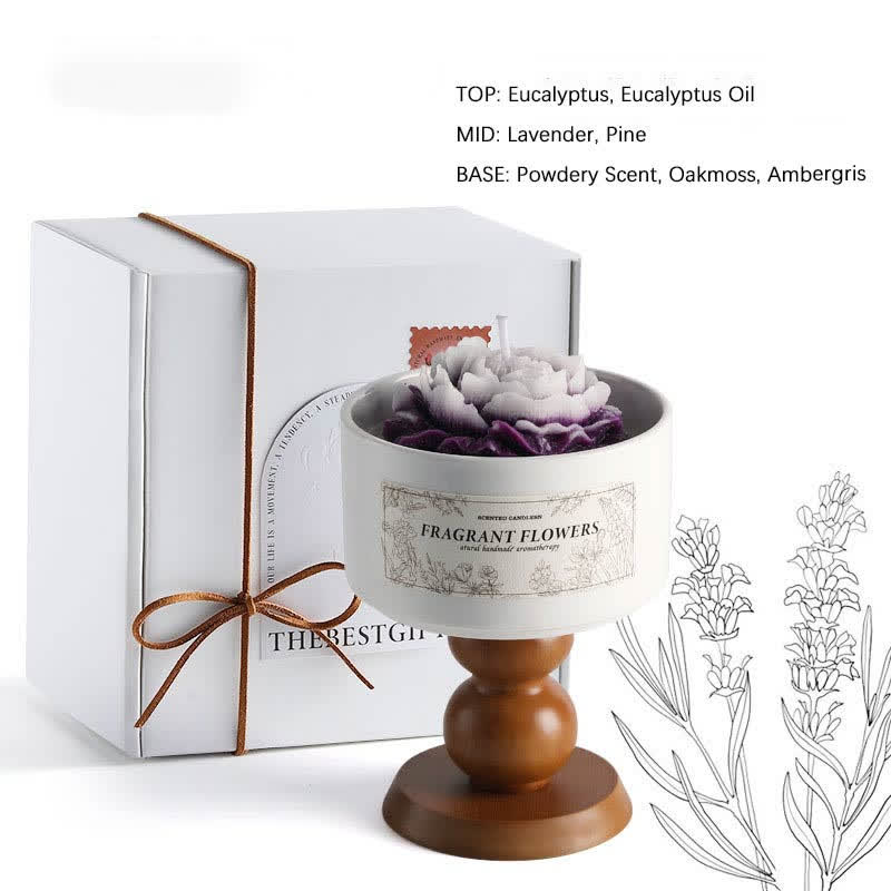 Elegant Camellia Ceramic Scented Candle - Lavender - image 3