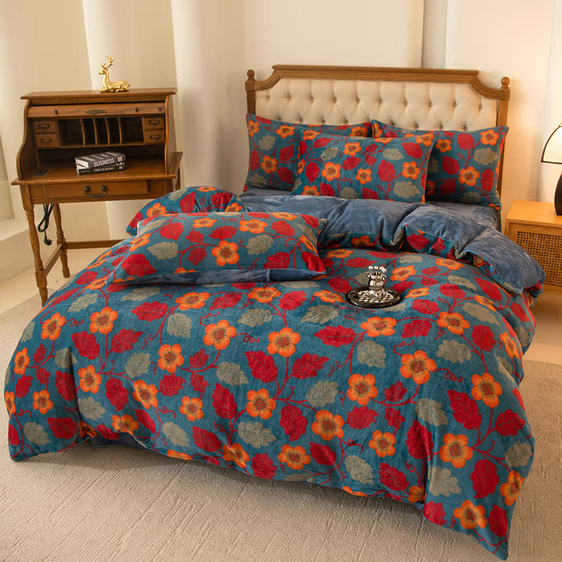 Warm Velvet Bright Flower Bedding Set(4PCS) - image 1