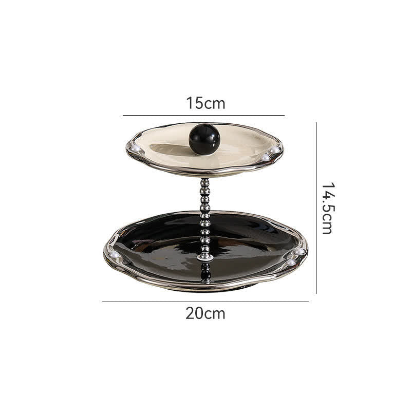 Multi-layer Ceramics Table Cupcake Stand - Black and white - Ceramic - 8.07" W x 8.07" L x 5.71"H  - image 7