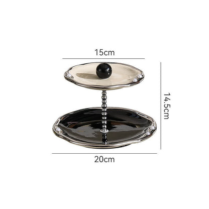 Multi-layer Ceramics Table Cupcake Stand - Black and white - Ceramic - 8.07" W x 8.07" L x 5.71"H  - image 7