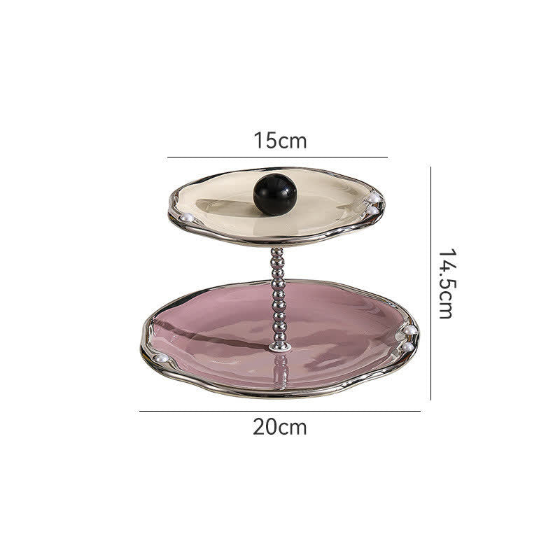 Multi-layer Ceramics Table Cupcake Stand - Purple and white - Ceramic - 8.07" W x 8.07" L x 5.71"H  - image 14