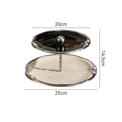 Multi-layer Ceramics Table Cupcake Stand - Black and white - Ceramic - 10.04" W x 10.04" L x 5.71"H - image 5