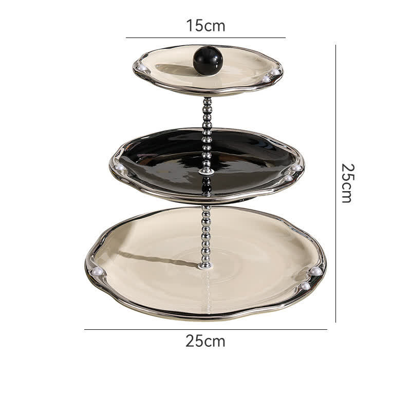 Multi-layer Ceramics Table Cupcake Stand - Black and white - Ceramic - 10.04" W x 10.04" L x 10.04"H  - image 3