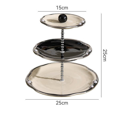 Multi-layer Ceramics Table Cupcake Stand - Black and white - Ceramic - 10.04" W x 10.04" L x 10.04"H  - image 3