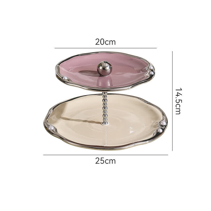 Multi-layer Ceramics Table Cupcake Stand - Purple and white - Ceramic - 10.04" W x 10.04" L x 5.71"H - image 12