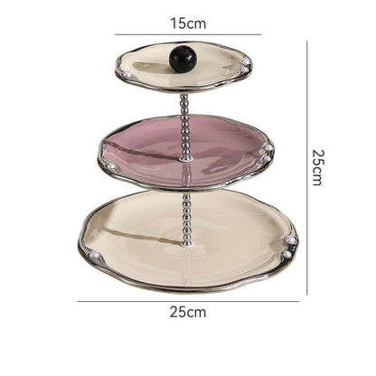 Multi-layer Ceramics Table Cupcake Stand - Purple and white - Ceramic - 10.04" W x 10.04" L x 10.04"H  - image 9