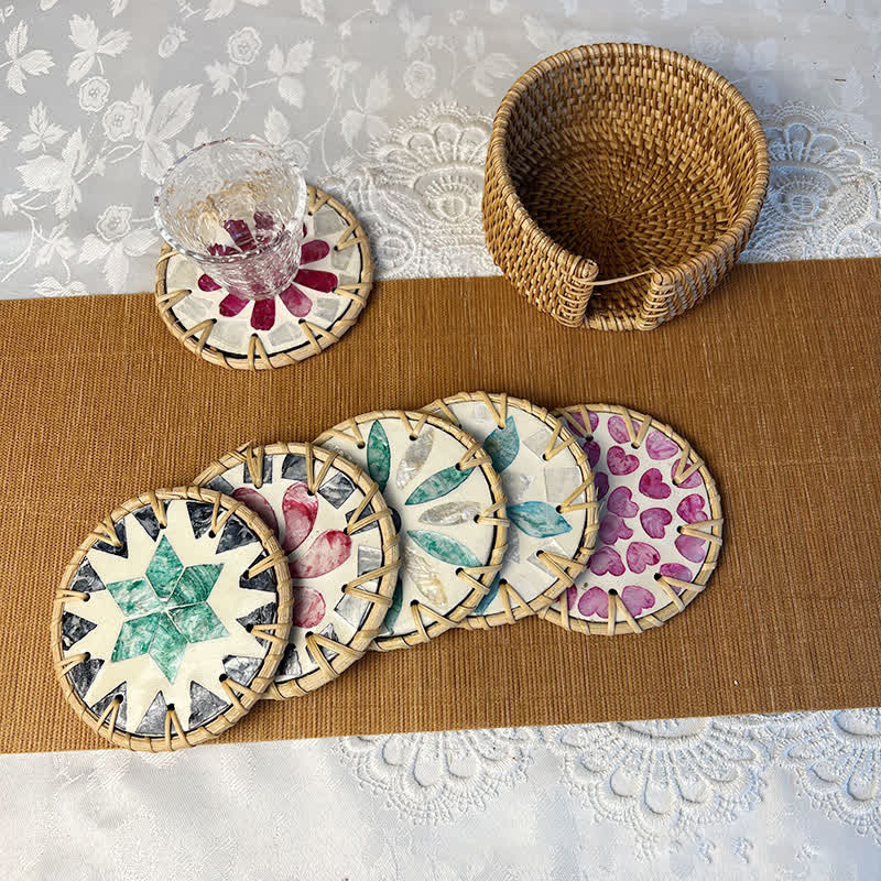 Rattan Woven Farmhouse Decorative Coaster - image 1