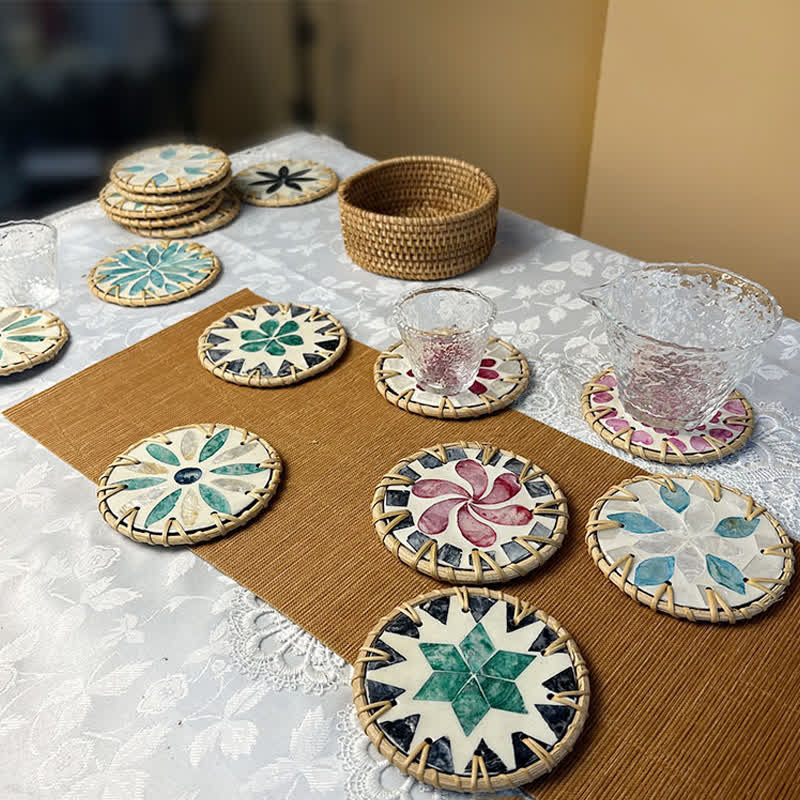 Rattan Woven Farmhouse Decorative Coaster - image 3