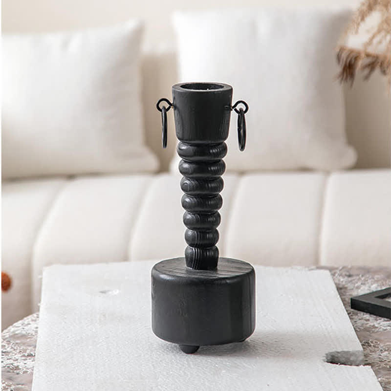 Vintage Wooden Table Candle Holder - A: 4.72"W x 4.72"L x 11.8"H - image 2