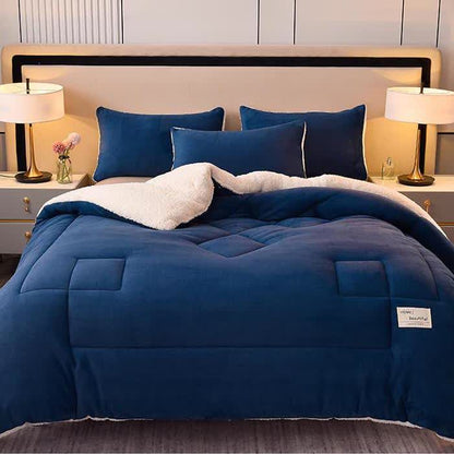 Solid Color Soft Sherpa Blanket with Comforter - image 8