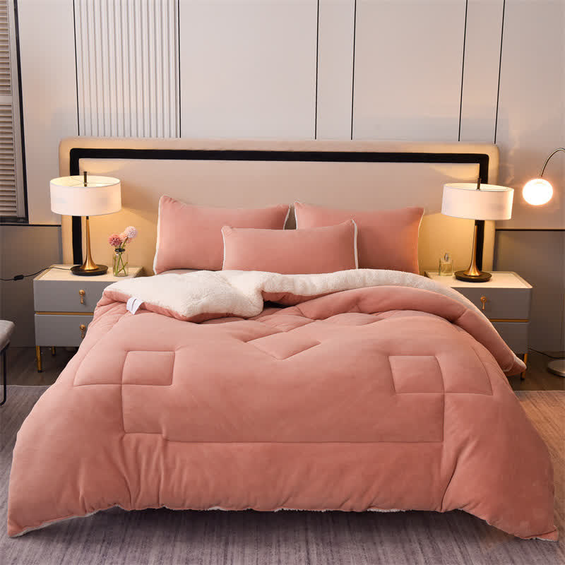 Solid Color Soft Sherpa Blanket with Comforter - image 13
