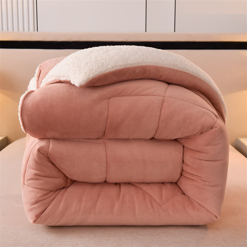 Solid Color Soft Sherpa Blanket with Comforter - image 14