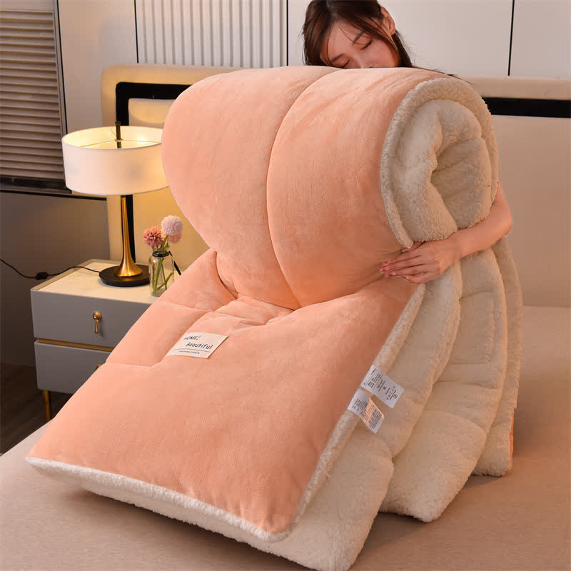 Solid Color Soft Sherpa Blanket with Comforter - image 2