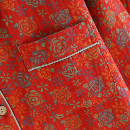 Rose Flower Cotton Lapel Nightwear Set - image 3