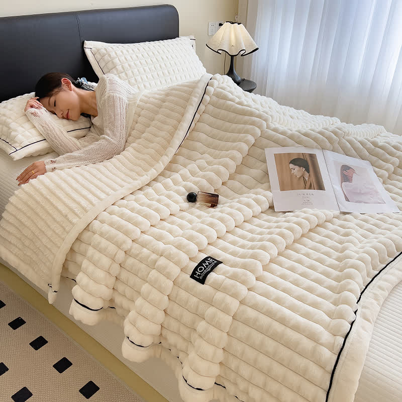 Plaid Texture Soft  Fleece Throw Blanket - image 6