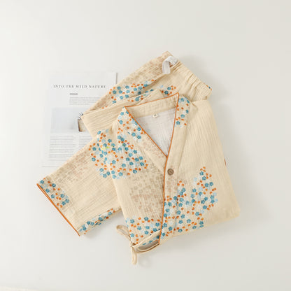 Cotton Kimono Long Sleeve Floral Pajama Set - image 1