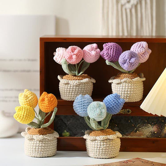 Woven Pastoral Tulip Potted Ornament - Set(4PCS) - 4.92'' H X 2.36'' W X 2.36'' L - image 0