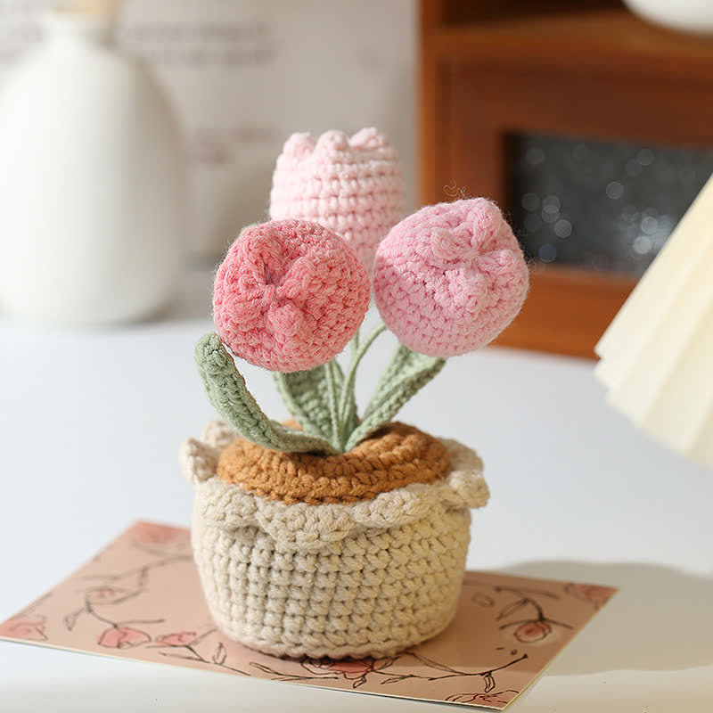 Woven Pastoral Tulip Potted Ornament - Pink - 4.92'' H X 2.36'' W X 2.36'' L - image 5