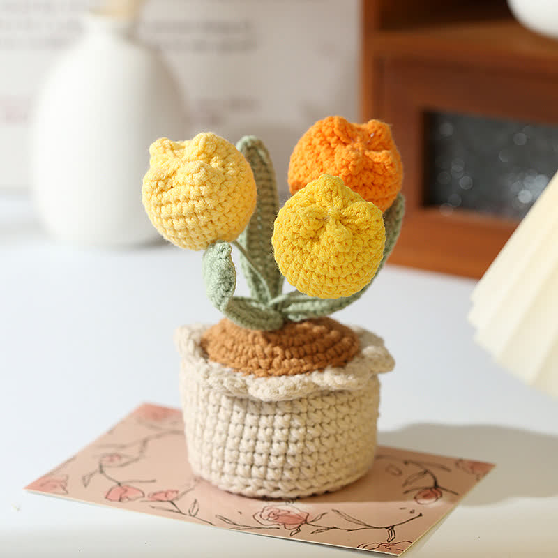 Woven Pastoral Tulip Potted Ornament - Orange - 4.92'' H X 2.36'' W X 2.36'' L - image 3
