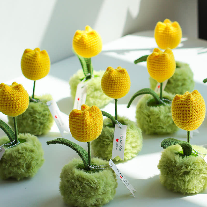 Hand-woven Tulip Potted Desktop Ornament - image 1