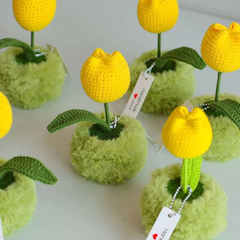 Hand-woven Tulip Potted Desktop Ornament - image 2