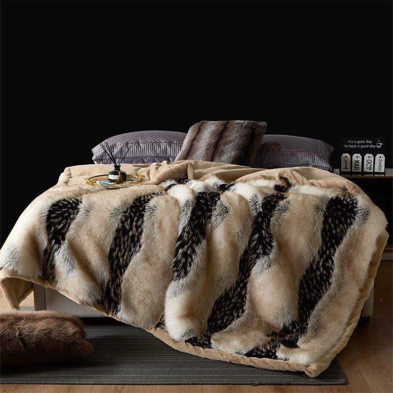 Luxurious Winter Faux Fur Throw Blanket - Light Coffee - 79"W x 90"L - image 0