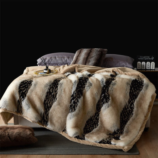 Luxurious Winter Faux Fur Throw Blanket - Light Coffee - 79"W x 90"L - image 0