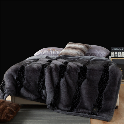 Luxurious Winter Faux Fur Throw Blanket - Dark Gray - 79"W x 90"L - image 4
