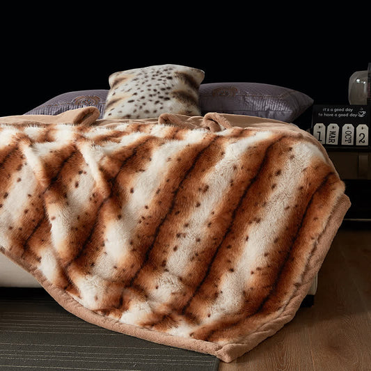 Luxurious Double Layer Faux Fur Throw Blanket - 79"W x 90"L - image 0