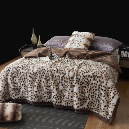 Snow Leopard Faux Fur Throw Blanket - image 2