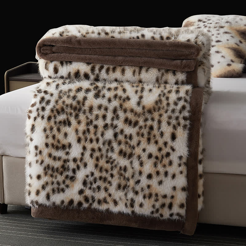 Snow Leopard Faux Fur Throw Blanket - image 3