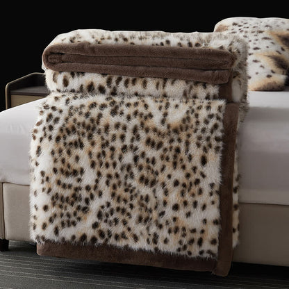 Snow Leopard Faux Fur Throw Blanket - image 3