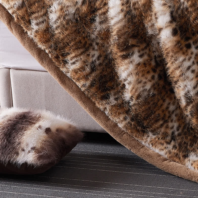 Snow Leopard Faux Fur Throw Blanket - image 11