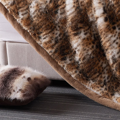 Snow Leopard Faux Fur Throw Blanket - image 11