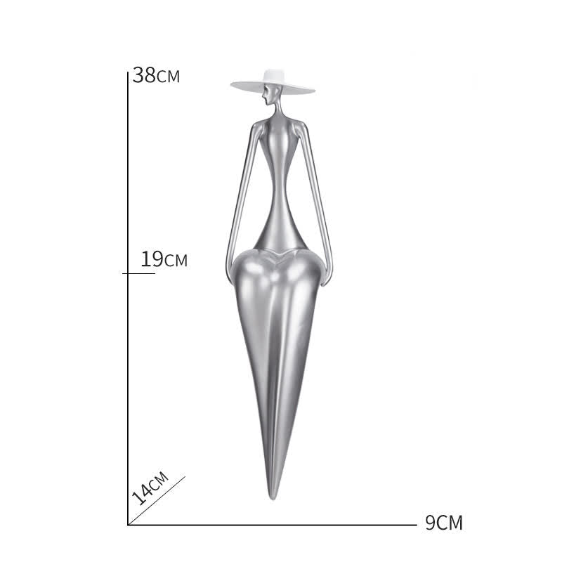 Artistic Figure Sculpture Living Room Ornament - Silver Gray - 3.54"W  x 5.51"L  x 14.96 "H - image 3