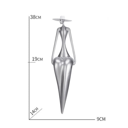 Artistic Figure Sculpture Living Room Ornament - Silver Gray - 3.54"W  x 5.51"L  x 14.96 "H - image 3