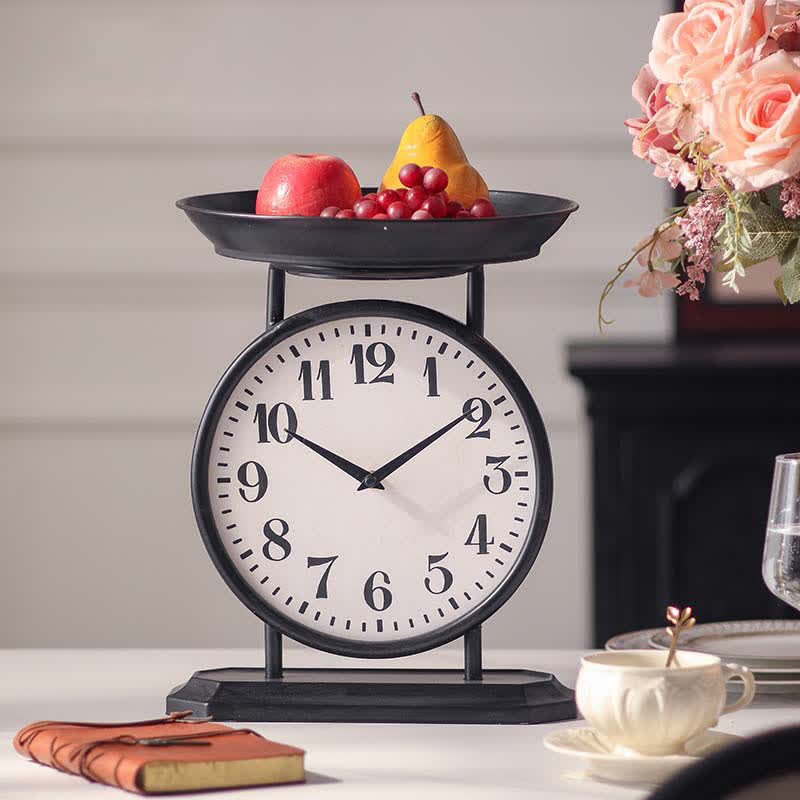 Iron Creative Clock Fruit Tray Decoration - 11.8" W x11.8"L x14.96" H - image 0